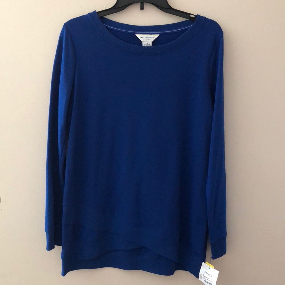 Liz Claiborne weekend sweatshirt Top Blue S New - Picture 1 of 5